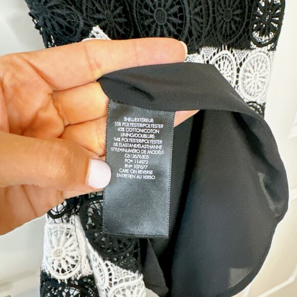 ALICE + OLIVIA Lucia Black White Crochet Racerback Slit Maxi Dress | Small - Picture 12 of 15